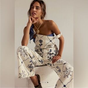 FP WE THE FREE RISING SUN EMBROIDERED OVERALLS SIZE S NWT CURRENT ON FP WEBSITE!